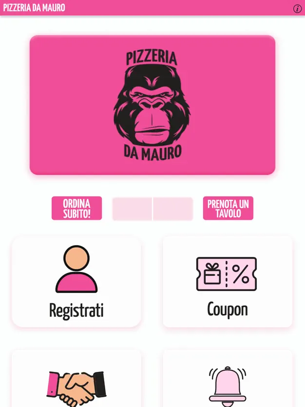 Schermata App Gorilla per ordinare pizza da Mauro a San Dona' di Piave